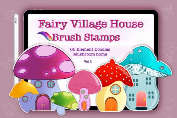 Build DIY Design House Mushrooms Village Brushes