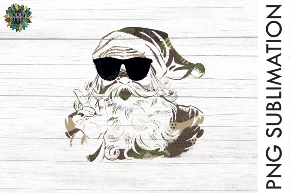 Camo Santa Clipart Graphic PNG Merry for Crafts