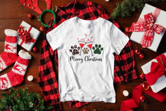 Christmas Dog Paw Pattern Designs for Print Templates