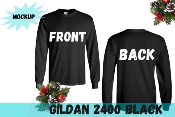 Front and Back Gildan 2400-Black T-Shirts for Professional Design Projects