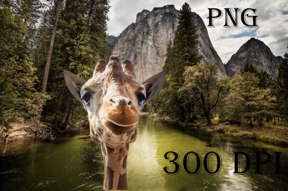 Giraffe in the Mountain Fantasy Water Print Templates