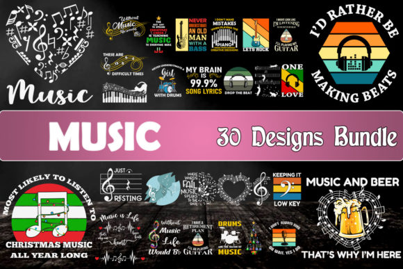 Music Bundle SVG 30 Designs for Crafts