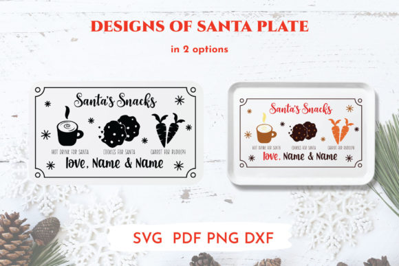 Santa Cookie Plate Rectangular SVG for Crafts