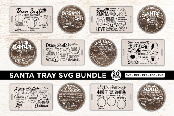 Santa Tray SVG Bundle for Crafts