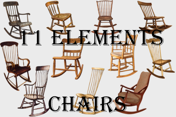 Wooden Chairs Rocking PNG for Print Templates