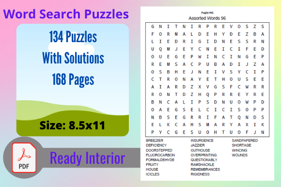 Wordsearch Puzzle Book with Solutions for Kdp Interiors